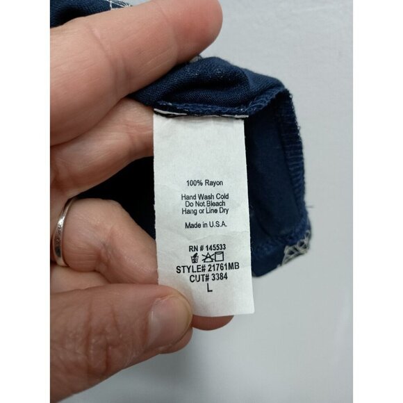 W5 Womens T-Shirt Large Navy Blue Bicycle Print Short Sleeve Pullover Casual Top - Picture 3 of 4